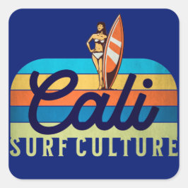 Cali Surf Culture  Style Vierkante Sticker
