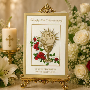Calice de l'anniversaire d'ordination 50 ans Carte