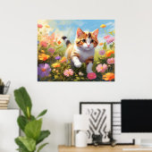 *~* Calico Bloemen Kitty 5:4  Kitten Kat AP68 Poster (Thuiskantoor)