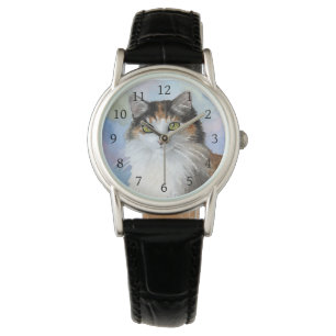 Calico Cat 572 Tortie Schildpad blauw Horloge
