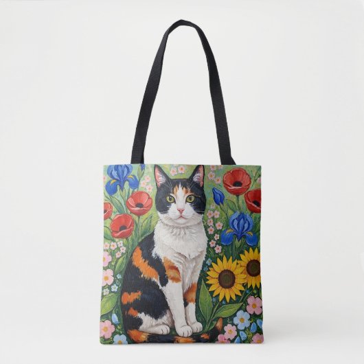 Calico Cat and Folk Art Sunflowers Draagtas (Voorkant)