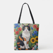 Calico Cat and Folk Art Sunflowers Draagtas (Achterkant)
