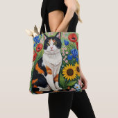 Calico Cat and Folk Art Sunflowers Draagtas (Dichtbij)