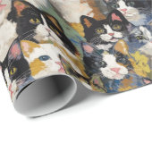 Calico Cat Canvas Collage Cadeaupapier (Rol Hoek)