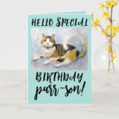 CALICO CAT CARTES DE SALUT D'ANNIVERSAIRE (Fleur jaune)