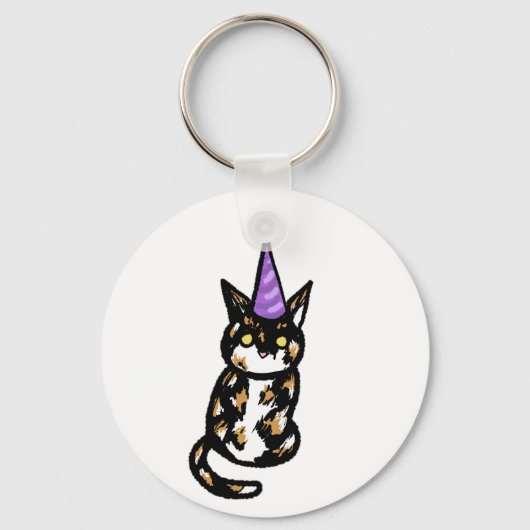 Calico Cat Celebration Keyring Sleutelhanger (Voorkant)