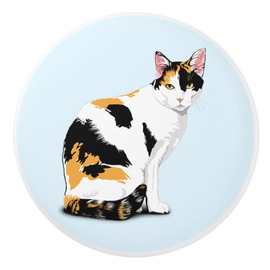 Calico Cat Custom Keramische Knop (Voorkant)