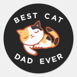 Calico Cat Dad Best Kat Father Ever T-shirt Gift Ronde Sticker