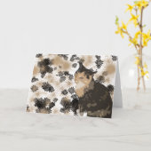 Calico Cat Design Blank Greeting Cards Kaart (Gele Bloem)