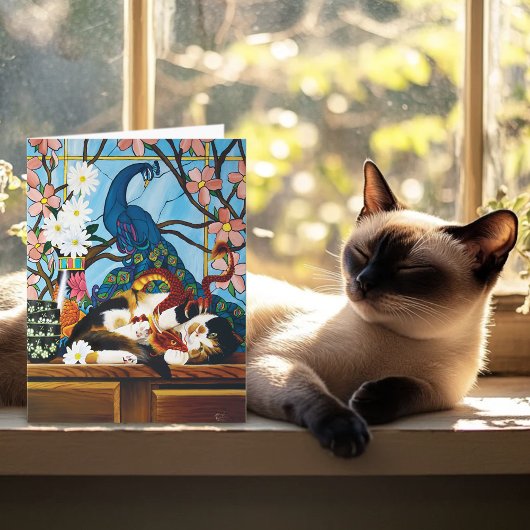 Calico Cat Dragon Red Kaart