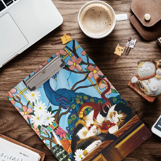 Calico Cat Dragon Red Klembord