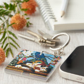 Calico Cat Dragon Red Sleutelhanger (Voorkant Rechts)