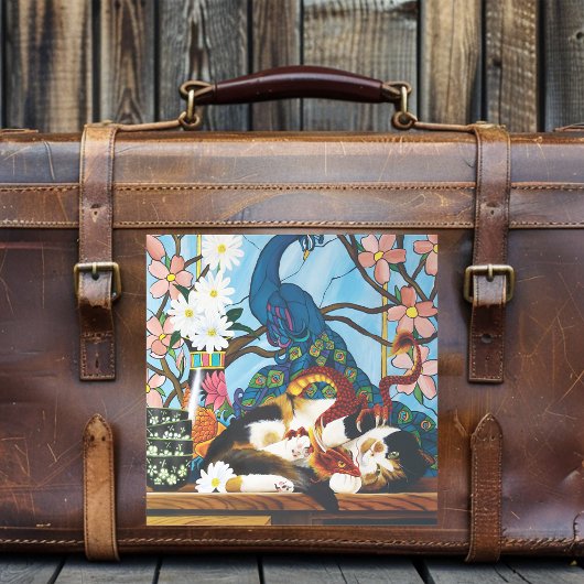 Calico Cat Dragon Red Sticker