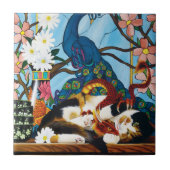 Calico Cat Dragon Red Tegeltje (Voorkant)