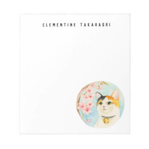 Calico Cat en Cherry Blossom   Jouw namen toevoege Notitieblok
