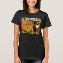 Calico Cat Fairy Cats Leaves Herfst Autumn Art Shi T-shirt