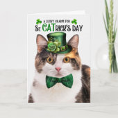 Calico Cat Funny St CATrick's Day Lucky Charm Feestdagen Kaart (Voorkant)