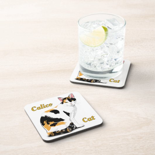 Calico Cat gepersonaliseerd Bier Onderzetter (Rechterzijde)
