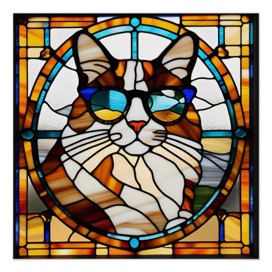 Calico Cat Glas in lood Perfect Poster (Voorkant)