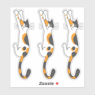 Calico Cat Hanging On   Grappige kat Stickers