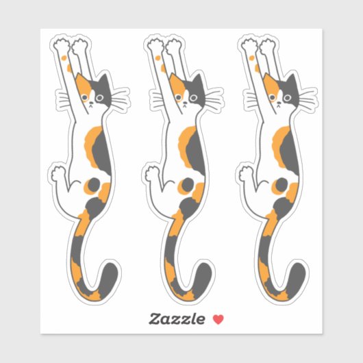 Calico Cat Hanging On | Grappige kat Stickers (Vel)