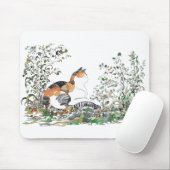 Calico Cat in de tuin Muismat (Met muis)