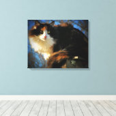 Calico Cat in de wind Canvas Afdruk (Insitu (Houten vloer))