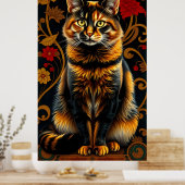  Calico Cat in Golden Shade Poster (Keuken)