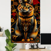  Calico Cat in Golden Shade Poster (Thuiskantoor)