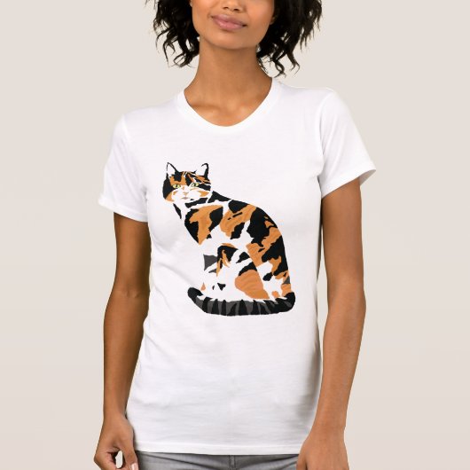 Calico cat in T-Shirt (Voorkant)