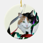 Calico cat-kerstlint keramisch ornament (Achterkant)