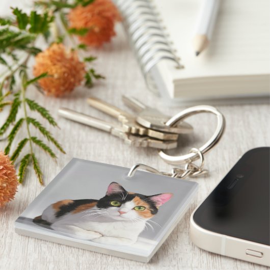 Calico Cat Keychain (Voorkant Rechts)