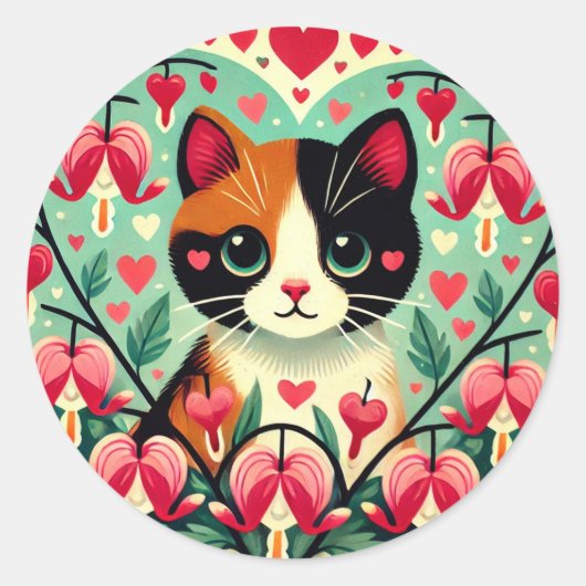 Calico Cat love Ronde Sticker (Voorkant)