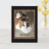 Calico Cat met humor Kaart (Gele Bloem)