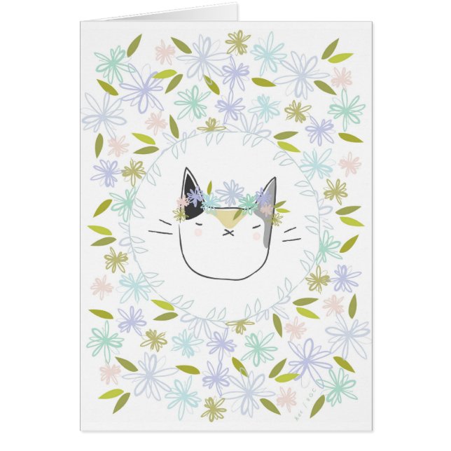 Calico Cat met wilde bloemen (Voorkant)