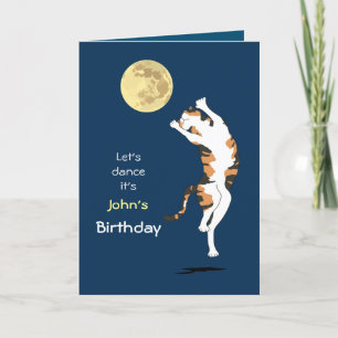 Calico Cat Moon Dancing Birthday-kaart Bedankkaart
