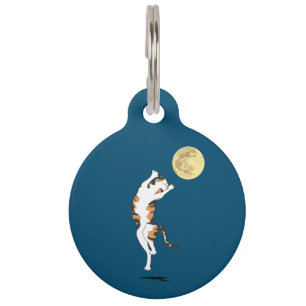Calico Cat Moon Dancing Pet ID Tag Huisdierpenning