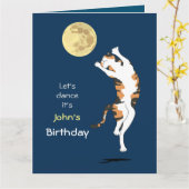 Calico Cat Moon Danser Carte Anniversaire (Fleur jaune)