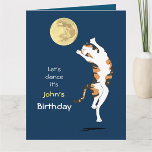 Calico Cat Moon Danser Carte Anniversaire