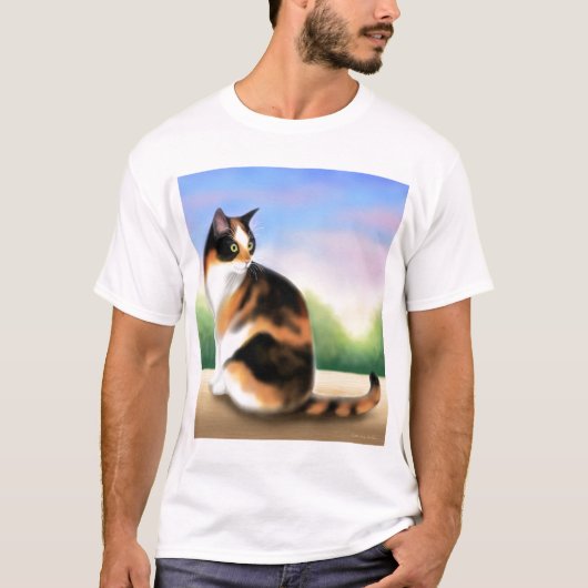 Calico Cat op Sunset T-Shirt (Voorkant)