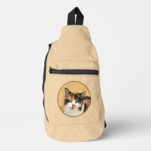 Calico Cat Portret Schilderen Schattigee Originele Sling Bag