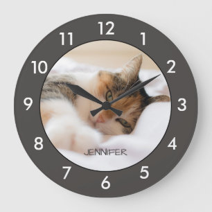 Calico Cat Resting Custom Large Clock Grote Klok