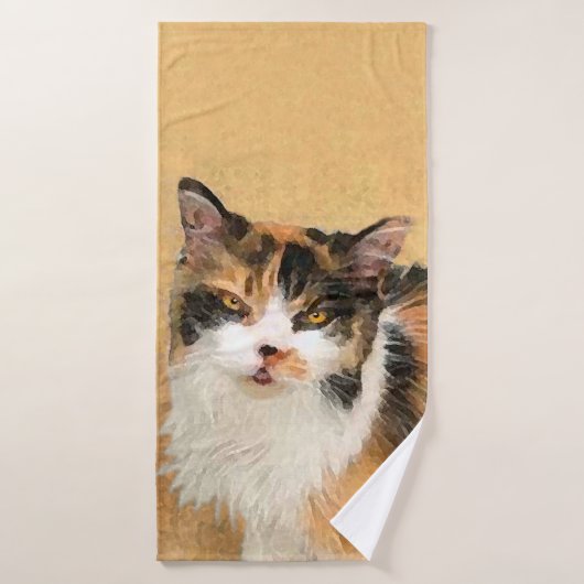 Calico Cat-schildering - Kute Original Cat Art Bad Handdoek (Badhanddoek)