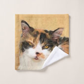 Calico Cat-schildering - Kute Original Cat Art Bad Handdoek (Wasdoekje)