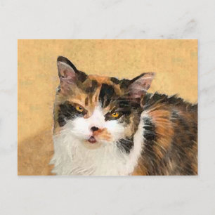 Calico Cat-schildering - Kute Original Cat Art Briefkaart