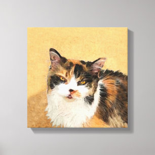 Calico Cat-schildering - Kute Original Cat Art Canvas Afdruk