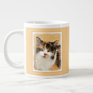 Calico Cat-schildering - Kute Original Cat Art Extra Grote Beker