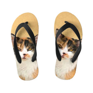 Calico Cat-schildering - Kute Original Cat Art Kinder Teenslippers