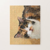 Calico Cat-schildering - Kute Original Cat Art Legpuzzel (Verticaal)