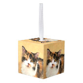 Calico Cat-schildering - Kute Original Cat Art Ornament (Achter hoekig)